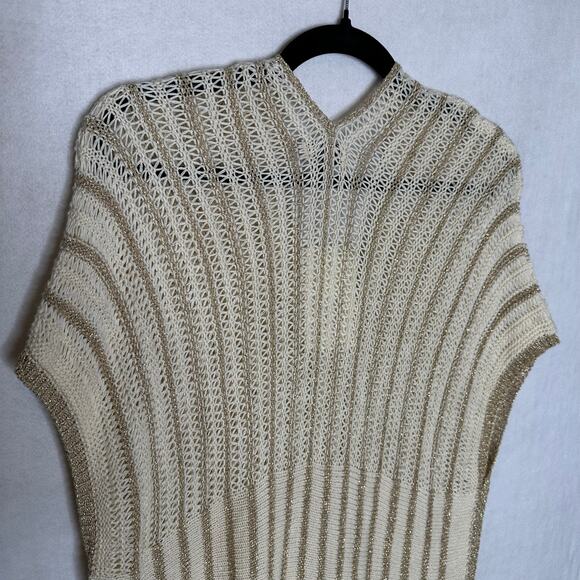 NWT Italian Floris Knit Metallic Striped Maxi Cover-Up Dress – Beige/Gold – S/M - Picture 6 of 11